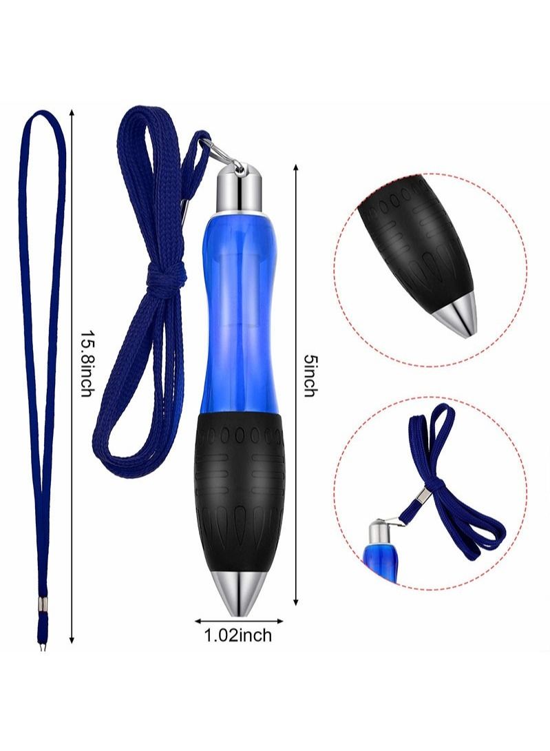 إزدنك 5 قطع كبيرة جدًا من أقلام الدهون الموزونة القابلة للسحب باللون الأزرق مع حبل معلق أقلام كبيرة ذات قبضة واسعة لالتهاب المفاصل وآلام اليد ومرض باركنسون والهزات ونفق الرسغ - Image 3