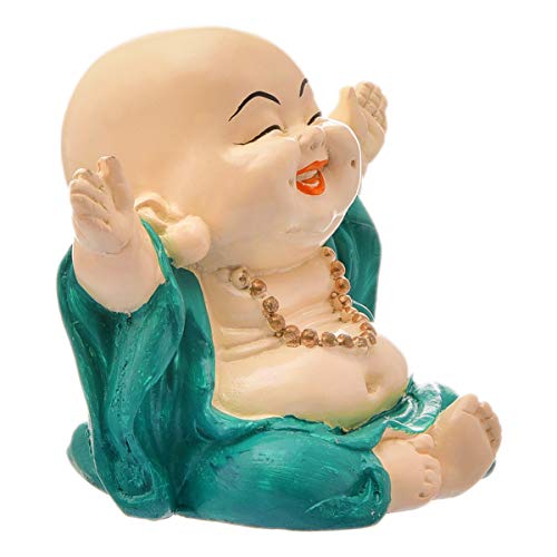 Karigaari India Handcrafted Resine Laughing Buddha Monk Idol Sculpture | Showpiece for Home Décor and Office - Image 4