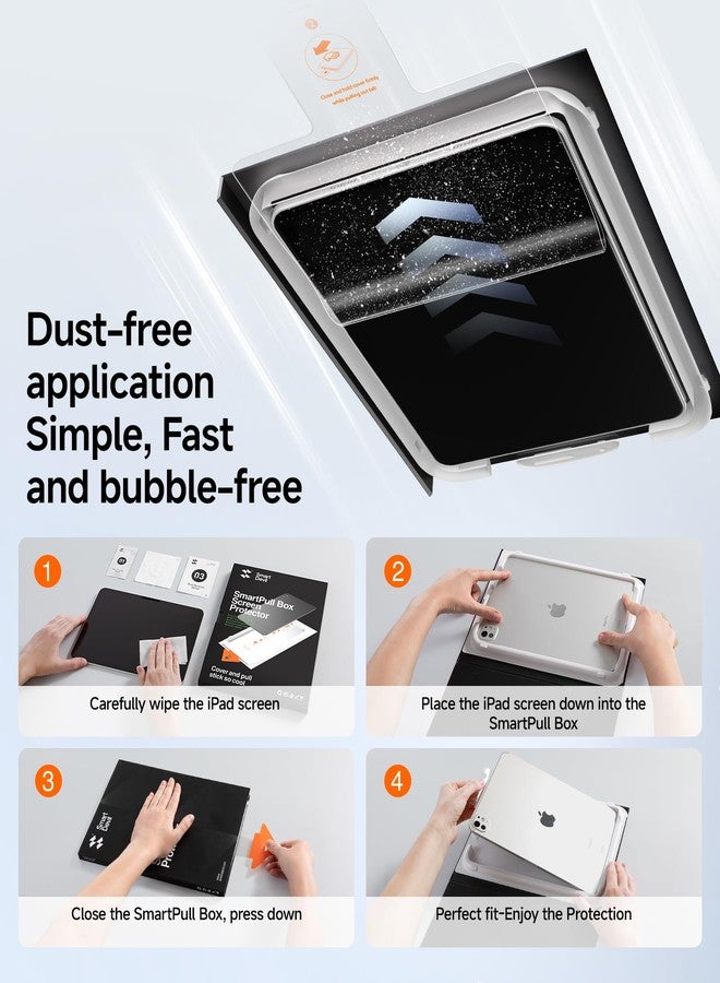 SmartDevil 2 Pack Screen Protector for iPad Air 11‑inch 2024 (M2) with Easy Installation SmartPull Box, 9H Clear Tempered Glass Film, Anti-Shatter, Bubble Free,Dust-Free - Image 3