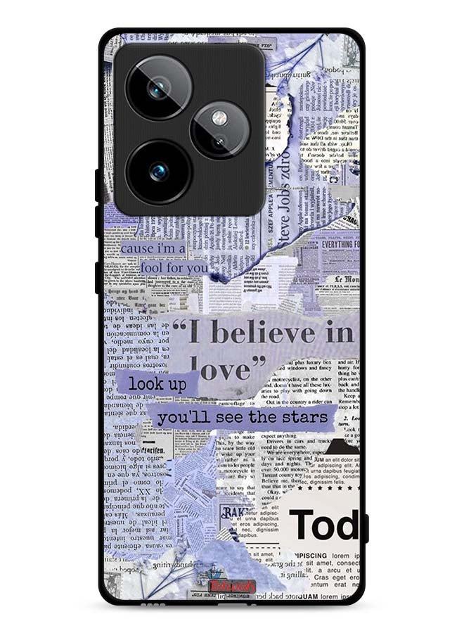 Tolwak Realme GT 7 5G Protective Case Cover Newspaper Pieces