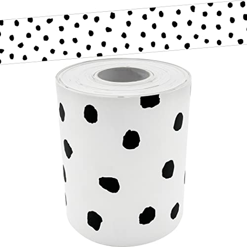 Teacher Created Resources Black Painted Dots on White Straight Rolled Border Trim (TCR8910) - Image 1