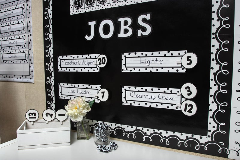 Teacher Created Resources Black Painted Dots on White Straight Rolled Border Trim (TCR8910) - Image 3