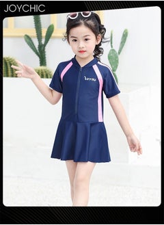 Joychic Girls Summer Short Sleeved Quick-drying and breathable Swimming Skirt One-Piece Children Swimwear with Ruffle Skirt  - Image 1