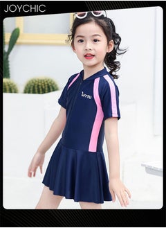 Joychic Girls Summer Short Sleeved Quick-drying and breathable Swimming Skirt One-Piece Children Swimwear with Ruffle Skirt  - Image 2
