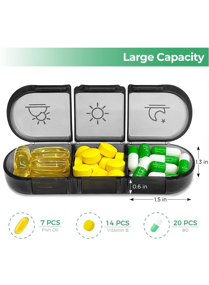 Generic Pill Organizer 3 Times a Day, Large Weekly Pill Case 7 Day, Daily Pill Box with 21 Compartments, Pill Dispenser Supplement Holder for Pills/Vitamin/Fish Oil - Black  - Image 2