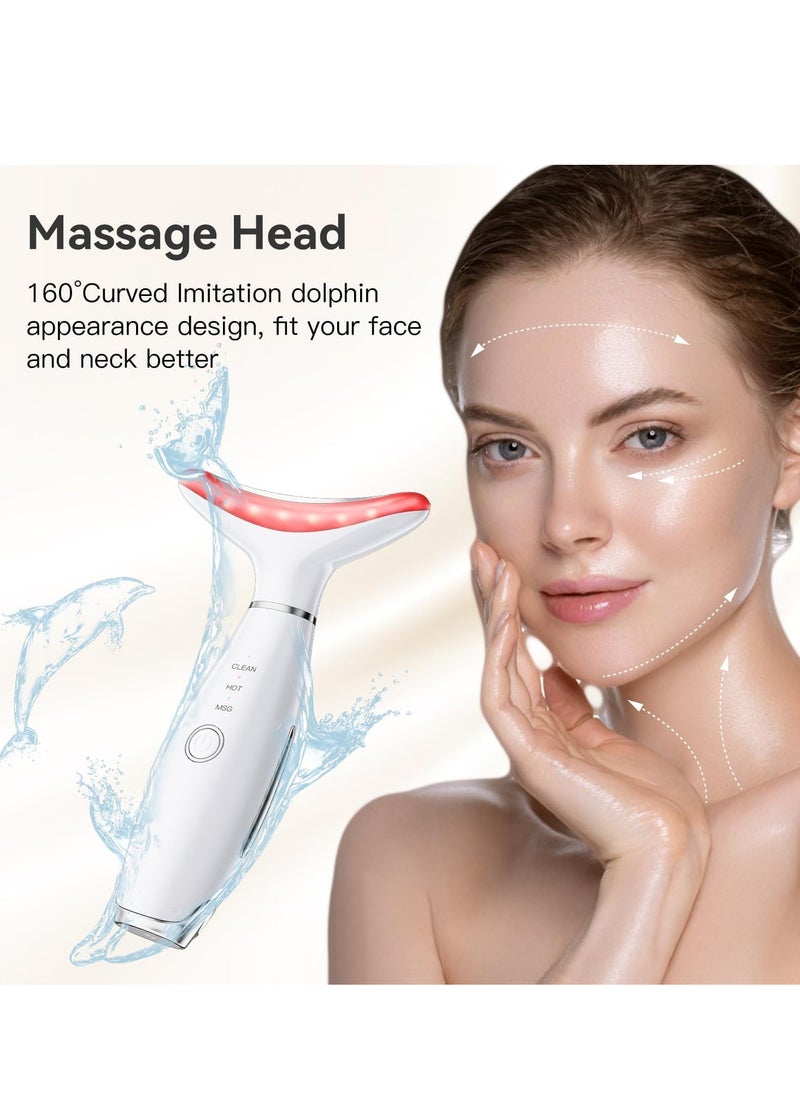 Generic Facial Massager, 7 Color Red Light Therapy for Face and Neck for Wrinkles, Double Chin, Vibrating Facial Massager with Thermals White  - Image 4