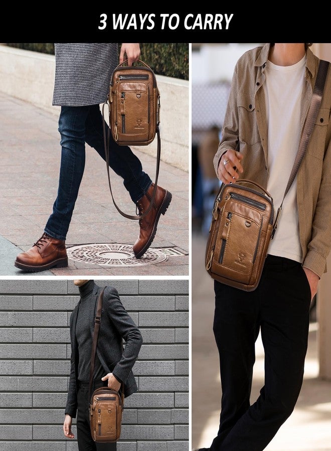HUMERPAUL Messenger Bag for Men, Man Bag Genuine Leather Crossbody Shoulder Bag Handbag Satchel Bags for Work Travel (Brown) - Image 2