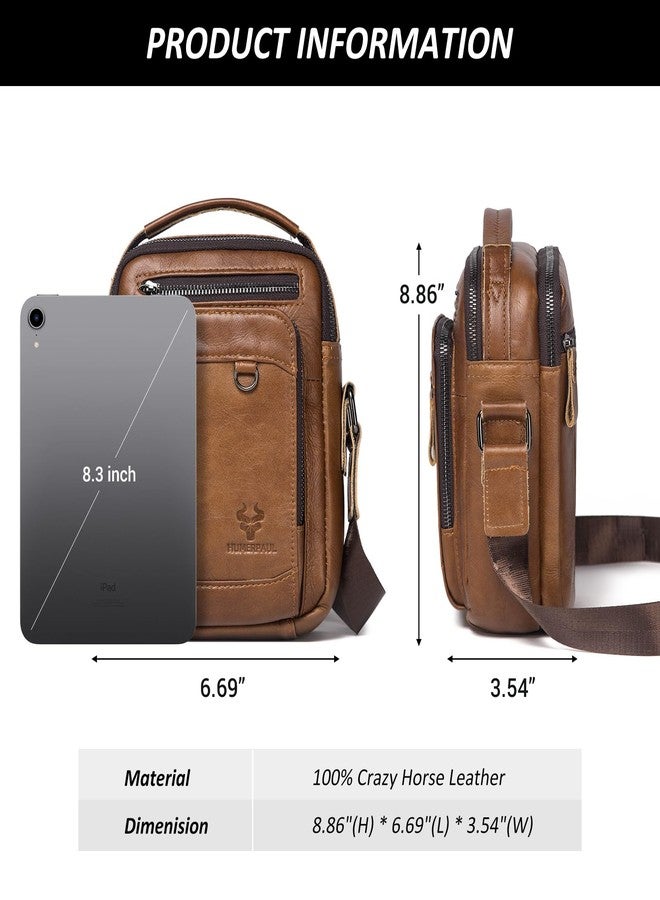 HUMERPAUL Messenger Bag for Men, Man Bag Genuine Leather Crossbody Shoulder Bag Handbag Satchel Bags for Work Travel (Brown) - Image 5