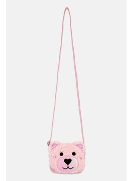 Kids Girl Faux Fur Rounded Crossbody 14 H x 16 L x 5 W cm, Peach