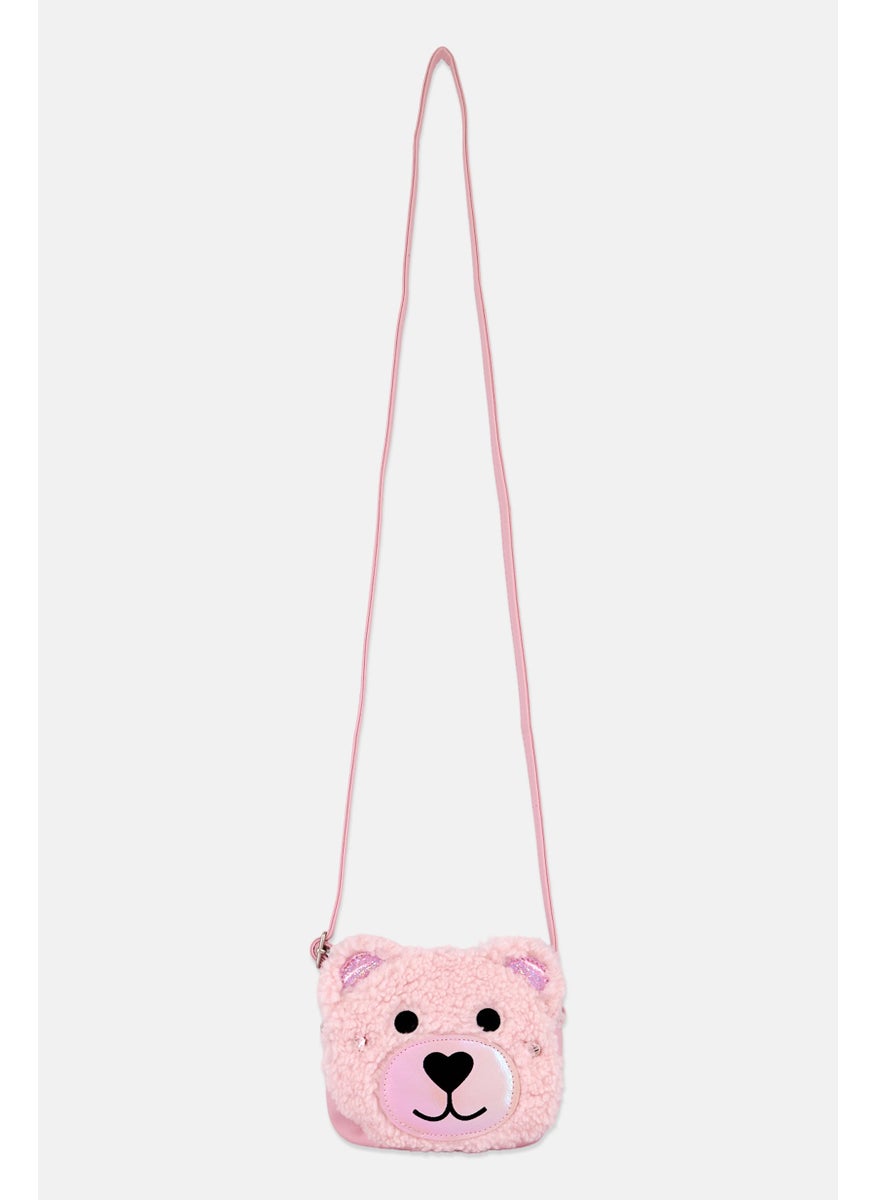 OMG Accessories Kids Girl Faux Fur Rounded Crossbody 14 H x 16 L x 5 W cm, Peach  - Image 1