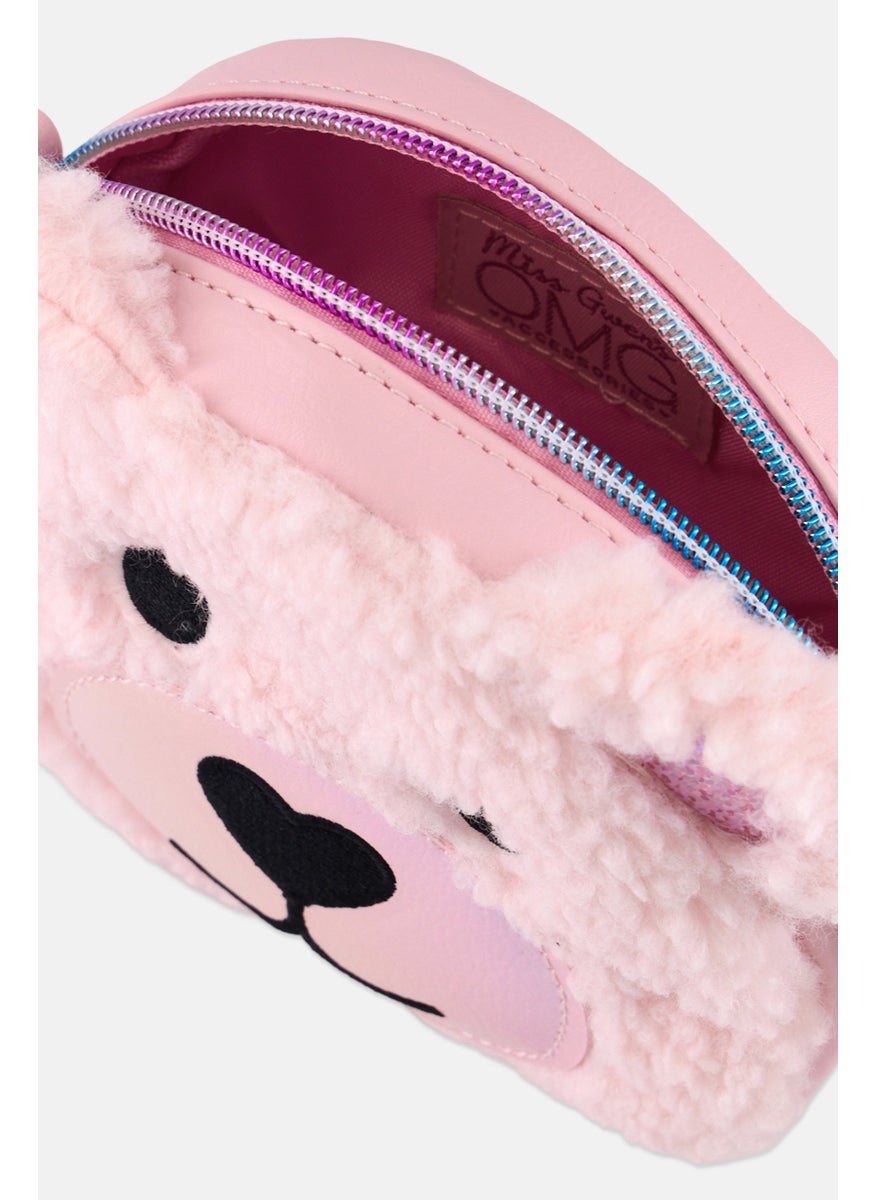 OMG Accessories Kids Girl Faux Fur Rounded Crossbody 14 H x 16 L x 5 W cm, Peach  - Image 3