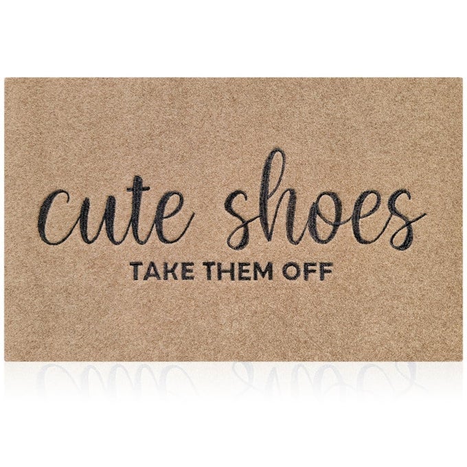 WELCOME MAT FOR FRONT DOOR OUTDOOR ENTRYWAY CUTE SHOES TAKE THEM OFF INDOOR MATS WITH RUBBER BACKING DOORMAT NON SLIP EASY TO CLEAN NATURAL OUTSIDE BROWN