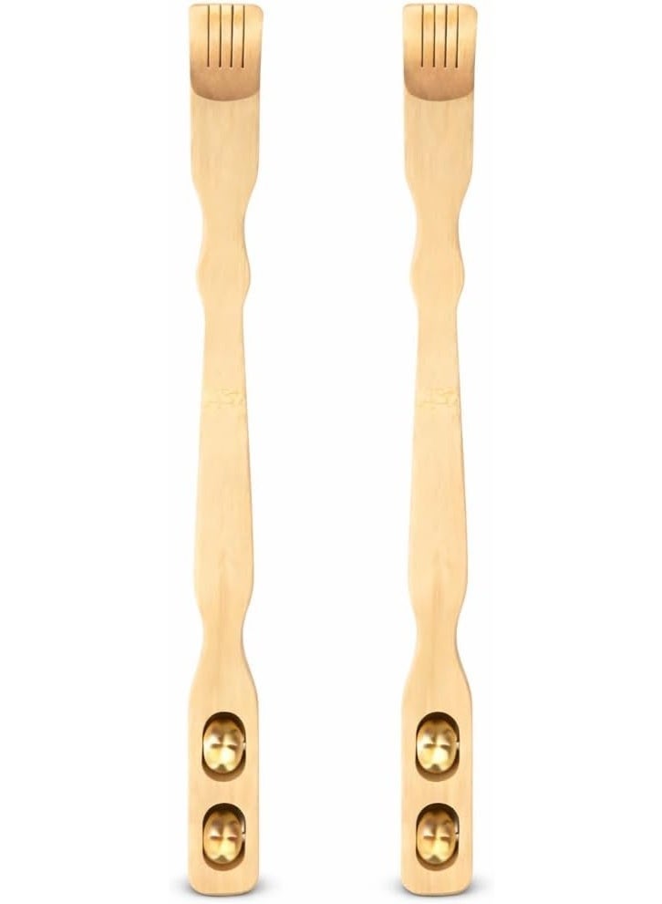 Set of 2 Wooden Handheld Body Scraper – Back Massager Beige (W-7) for Muscle Relaxation - Image 1