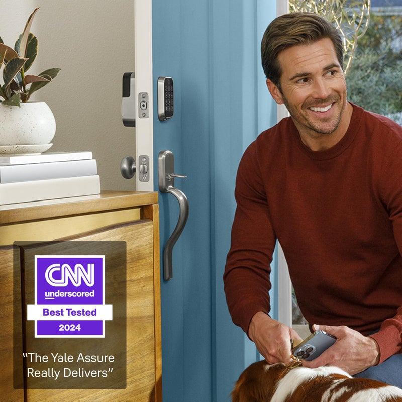 Yale Security قفل باب ذكي للدخول بدون مفتاح من Yale Assure Lock 2 Deadbolt Black Suede مع لوحة مفاتيح متصلة بالواي فاي لإدخال الرمز والوصول عن بعد YRD450-WF1-BSP - Image 4