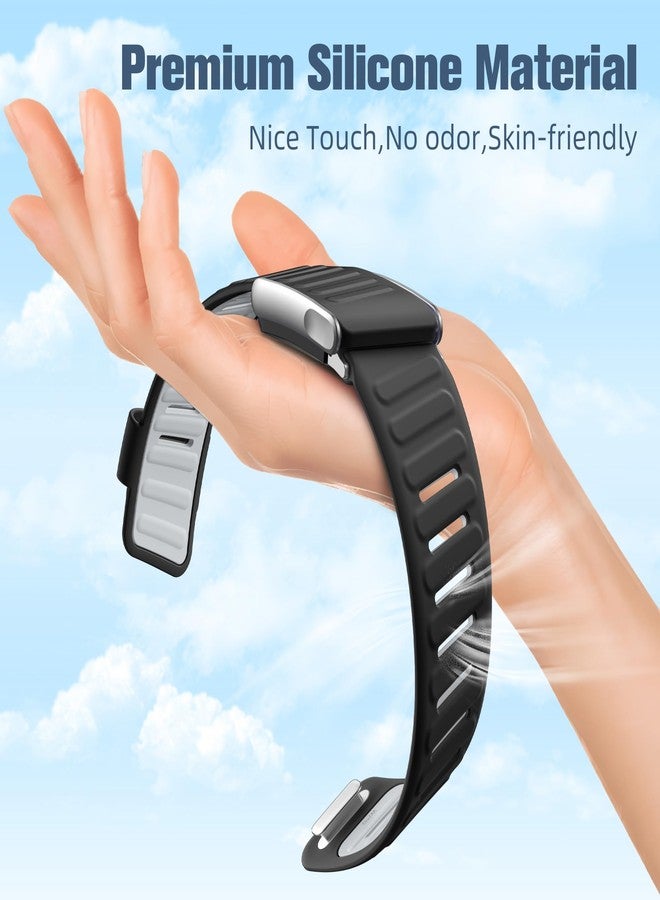 Getino Sport Band Compatible with Whoop 5.0 Bands One, Peak and Life/MG, Breathable Waterproof Silicone Adjustable Replacement Accessories Strap for Whoop Band 5.0 Fitness Activity Tracker, BlackGray - Image 3