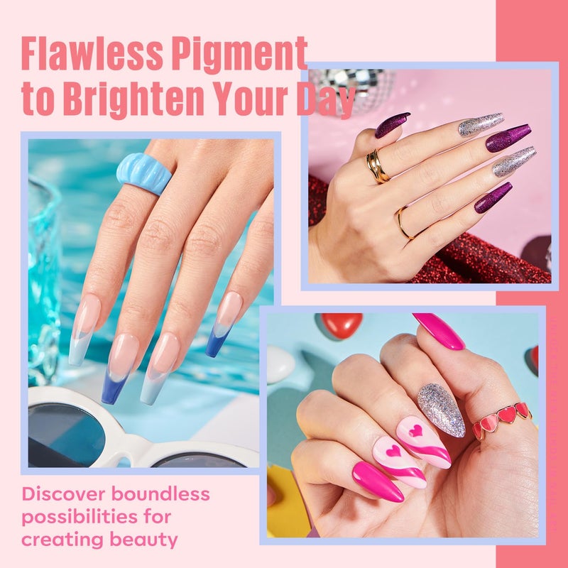 MEFA 60 Pcs Gel Nail Polish Kit with U V Light, 32 Colors Popular Soak Off Nude Pink Red Gel Polish Nail Set with Matte/Glossy Gel Top Base Coat Manicure Tools Nail Art Decorations DIY Salon - Image 2