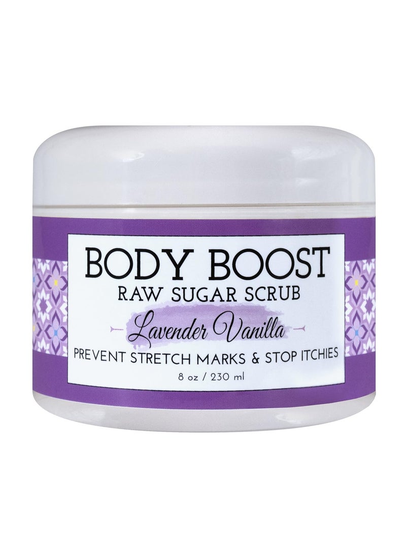 Body Boost - Body Boost Lavender Vanilla Raw Sugar Scrub 8 oz Help Treat Dry Skin Stretch Marks and Scars Pregnancy and Nursing Safe Allergen Free Vegan - Image 1