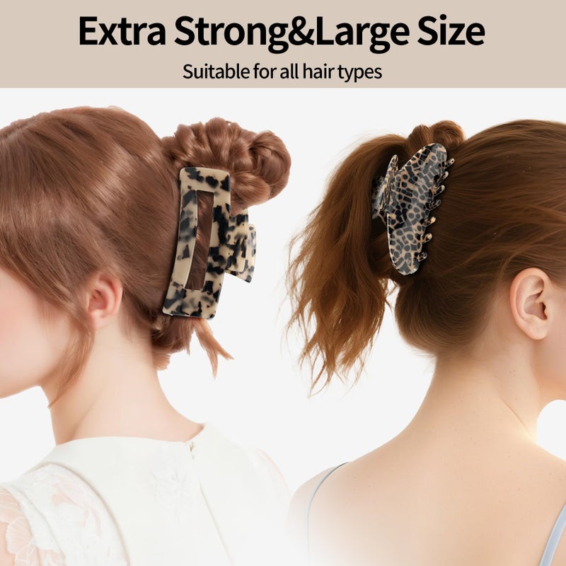 YIERSO Large Hair Claws Clips, Hair Clips for Women, Acetate Claw Clips Hold Non-Slip, 4.33â€œJaw Clip Big Barrettes Stylish Hair Accessories for Thick/Nomal/Thin Curly Hair, 2Pack (Black Brown) - Image 5