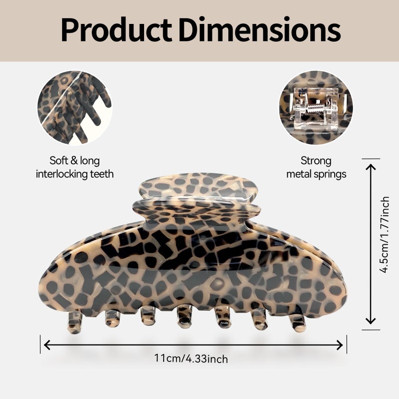 YIERSO Large Hair Claws Clips, Hair Clips for Women, Acetate Claw Clips Hold Non-Slip, 4.33â€œJaw Clip Big Barrettes Stylish Hair Accessories for Thick/Nomal/Thin Curly Hair, 2Pack (Black Brown) - Image 3