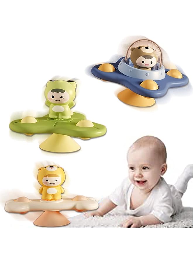 IAF Toys Suction Cup Fidget Spinner Toys for Babies 1 2 3year,Toddlers Suction Fidget Spinning Toys for Babies,Bath Airplane Window Travel Sensory Toys for Toddler Baby 1-3（3 Pcs） - Image 1