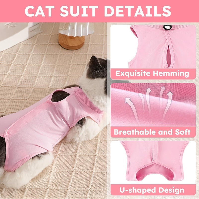 KASTWAVE Trendy natural assorted colors Cat Recovery Suit M, Breathable Surgical Bodysuit for Female Cats After Spay or Abdominal Surgery, Anti-Licking Wound Protection Onesie, Comfortable E-Collar Alternative for Post-Surgery Care, Pink Moisture proof - Image 5