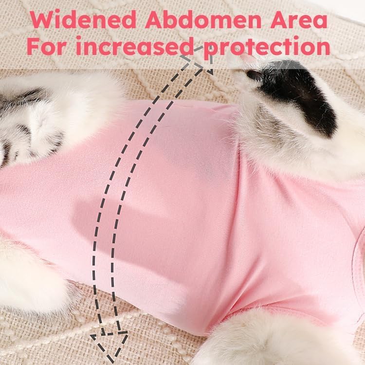 KASTWAVE Trendy natural assorted colors Cat Recovery Suit M, Breathable Surgical Bodysuit for Female Cats After Spay or Abdominal Surgery, Anti-Licking Wound Protection Onesie, Comfortable E-Collar Alternative for Post-Surgery Care, Pink Moisture proof - Image 4