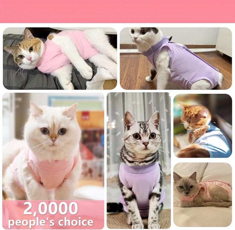 KASTWAVE Trendy natural assorted colors Cat Recovery Suit M, Breathable Surgical Bodysuit for Female Cats After Spay or Abdominal Surgery, Anti-Licking Wound Protection Onesie, Comfortable E-Collar Alternative for Post-Surgery Care, Pink Moisture proof - Image 2