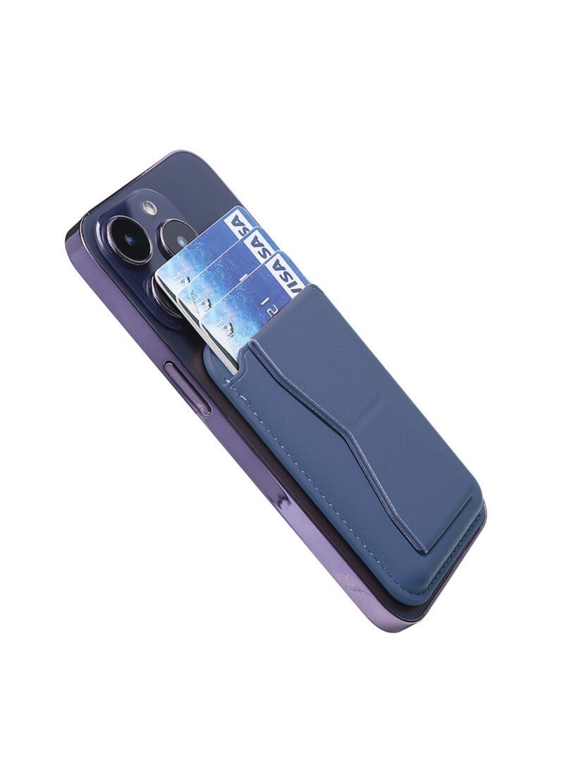 ELTRAZONE Leather Mobile Stand with 3 Card Holder – 2 in 1 Universal Wallet & Phone Stand | Stick-On Adhesive Design for All Smartphones | Compact, Durable & Stylish Accessory | Dark Blue - Image 2