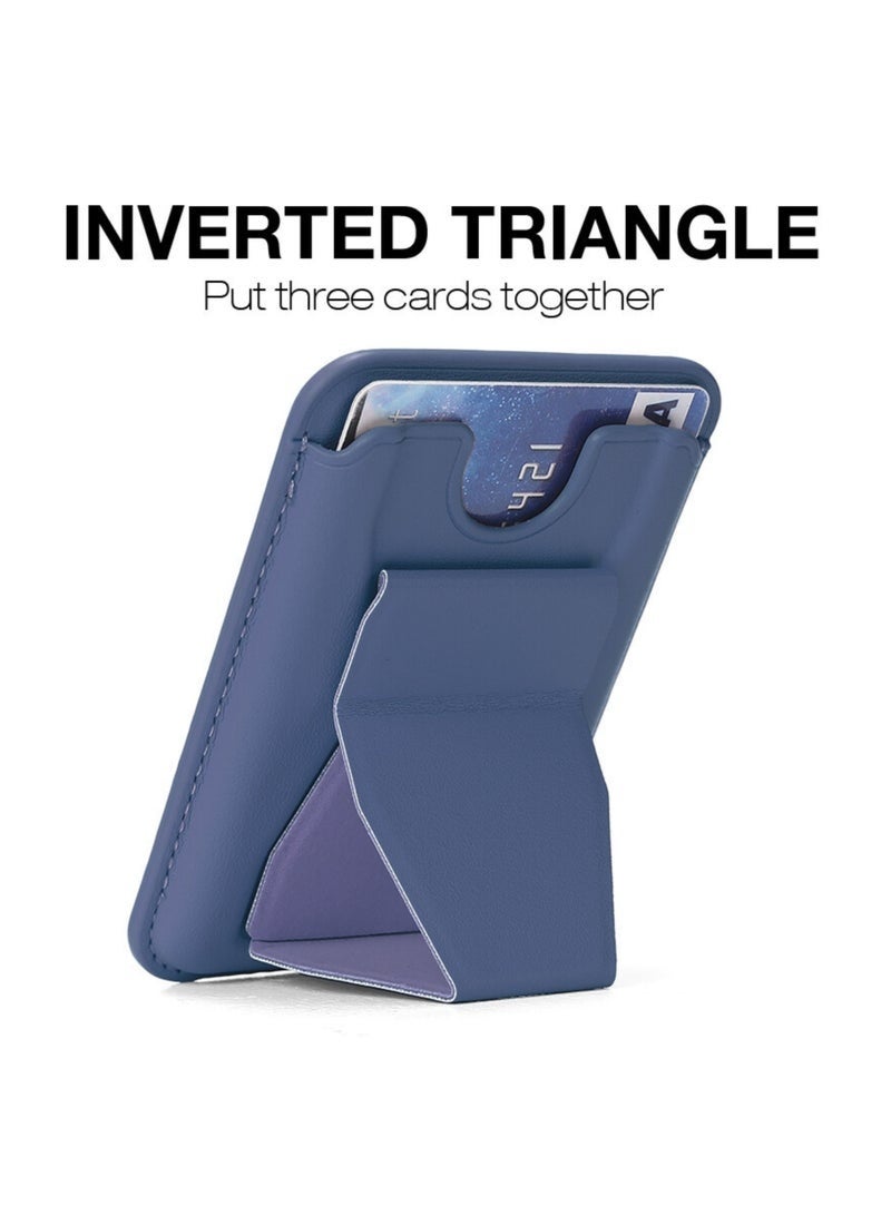 ELTRAZONE Leather Mobile Stand with 3 Card Holder – 2 in 1 Universal Wallet & Phone Stand | Stick-On Adhesive Design for All Smartphones | Compact, Durable & Stylish Accessory | Dark Blue - Image 5