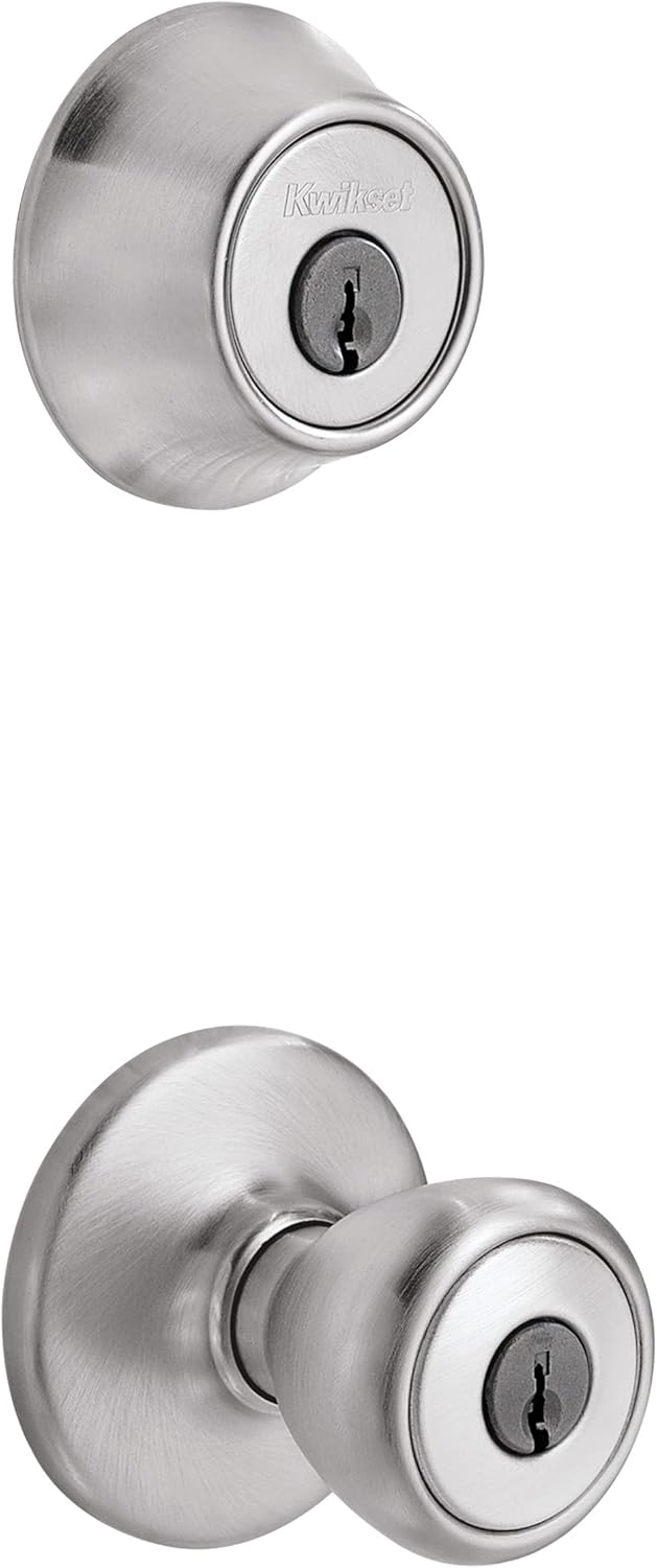 Kwikset Kwikset 690 Tylo Entry Knob and Single Cylinder Deadbolt Combo 1Pack Satin Chrome  - Image 2