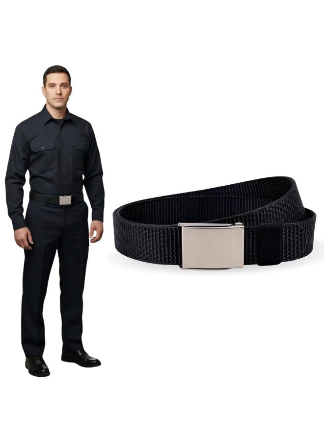 فورس حزام أمني للرجال والنساء – حزام ويب نايلون ثقيل مع إبزيم معدني رولر لوك – حزام تكتيكي قابل للتعديل لحراس الأمن، ضباط الشرطة، موظفي المطار، السفر، المشي الجبلي والجولف - Image 1