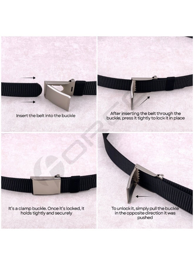 فورس حزام أمني للرجال والنساء – حزام ويب نايلون ثقيل مع إبزيم معدني رولر لوك – حزام تكتيكي قابل للتعديل لحراس الأمن، ضباط الشرطة، موظفي المطار، السفر، المشي الجبلي والجولف - Image 5