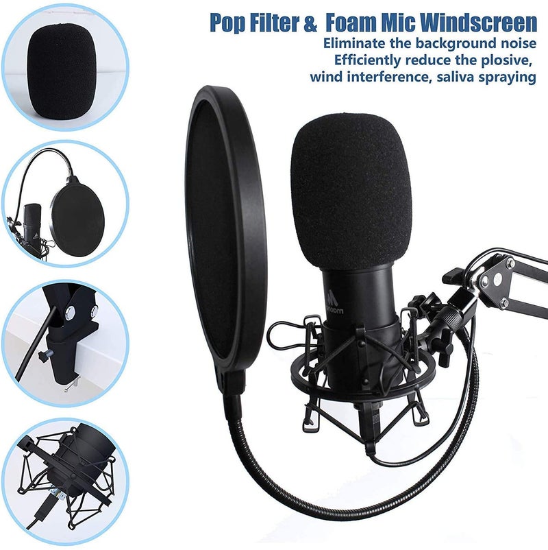 MAONO Microphone with Studio Headphone Set 192kHz/24bit Vocal Condenser Cardioid Podcast Mic Compatible with Mac and Windows, YouTube, Gaming, Live Streaming, Voice-Over (AU-A04H) - Image 5