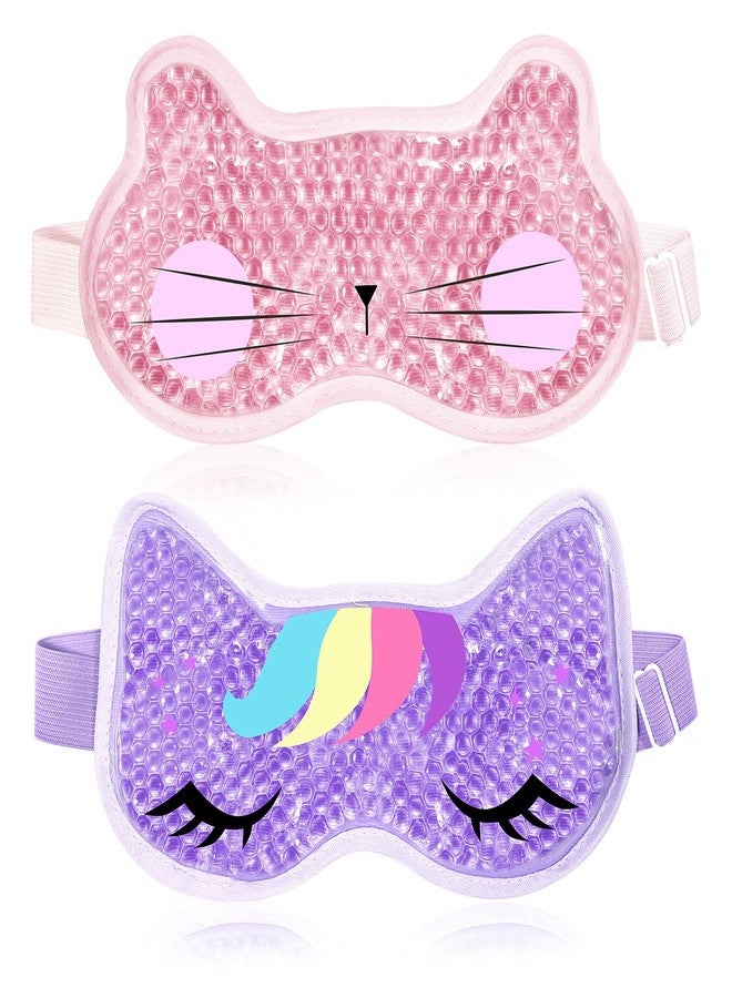 CONBELLA كونبيلا 2 قطعة قناع عين جل لطيف للتبريد، قناع عين قابل لإعادة الاستخدام للعلاج بالحرارة والبرودة، قناع عين بارد بعد الجراحة، للتورم، والهالات السوداء، وحقائب العين، وجفاف العين، والصداع النصفي مع دعم ناعم من الفرو. - Image 1