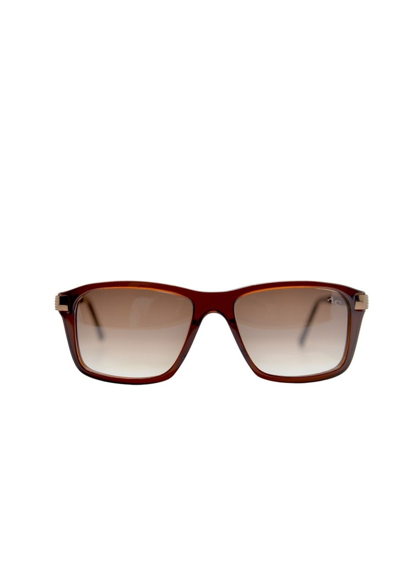 Armando Cavelli - Authentic Armando Cavelli sunglasses, crafted from carefully selected premium acetate for a luxurious look and longevity with extensive use. This model combines modernity and classic style, with a raw brown acetate front and brown -plated metal temples to complete your luxury look. Comes with premium polymer lenses offer UV400 protection in a gradient brown. - Image 1