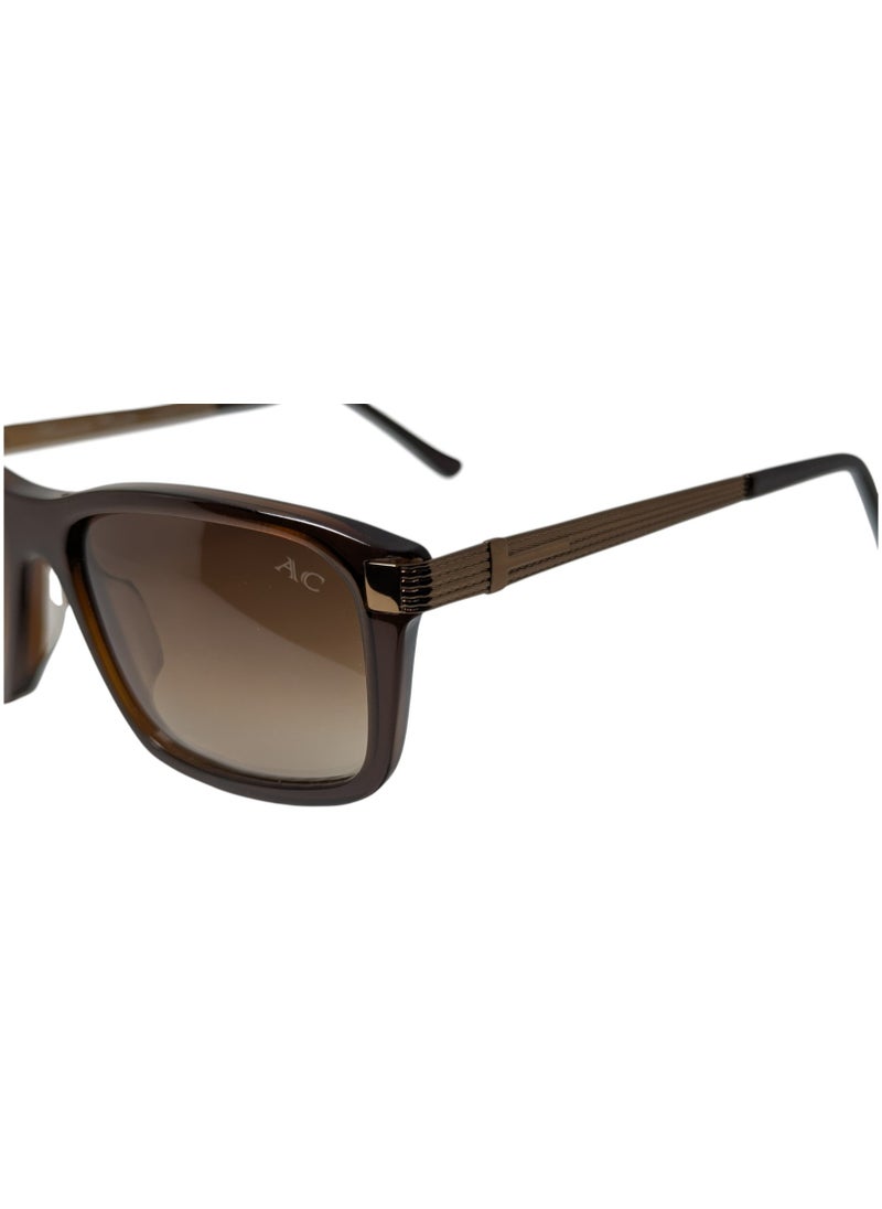Armando Cavelli - Authentic Armando Cavelli sunglasses, crafted from carefully selected premium acetate for a luxurious look and longevity with extensive use. This model combines modernity and classic style, with a raw brown acetate front and brown -plated metal temples to complete your luxury look. Comes with premium polymer lenses offer UV400 protection in a gradient brown. - Image 1