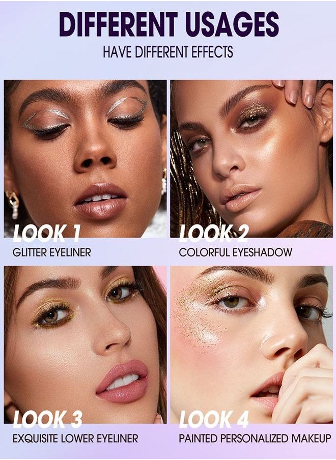 Liquid Glitter Eyeshadow, Long Lasting, Quick Drying, Easy to Apply, Loose Bling Glitter Diamond Pigmented Glue for Eye Crystals Makeup 08