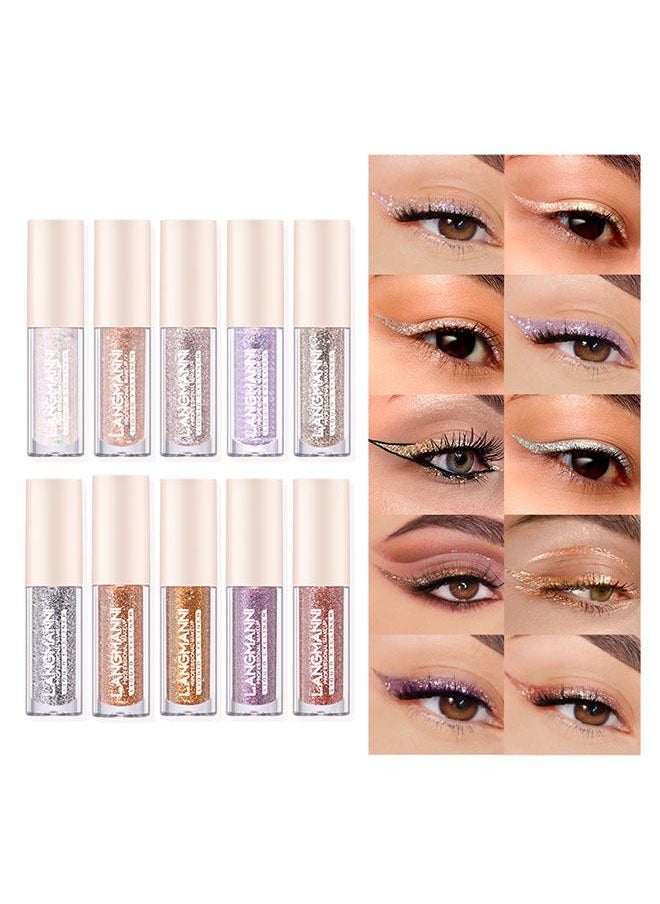 Liquid Glitter Eyeshadow, Long Lasting, Quick Drying, Easy to Apply, Loose Bling Glitter Diamond Pigmented Glue for Eye Crystals Makeup 08