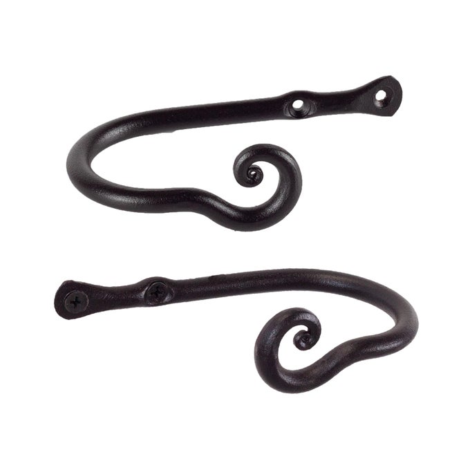 Decorative Metal Curtain Tiebacks Farmhouse Wrought Iron Curtain Holdbacks Drapery Holders for Wall Unique Metal Tie Backs for Curtains 2 Pcs Black Classic