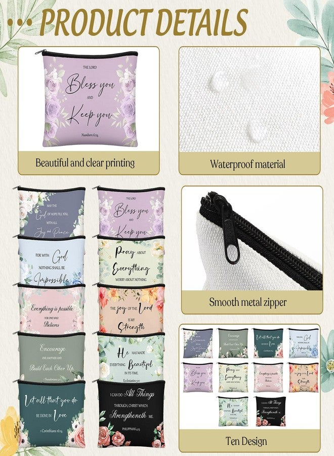 جيتك مجموعة جيتك المكونة من 30 قطعة، هدايا مسيحية للنساء، حقائب مستحضرات تجميل دينية بالجملة، حقائب أقلام رصاص مزينة بآيات من الكتاب المقدس، حقائب مكياج بسحاب للسفر، هدايا للكنيسة الأم (نمط موراندي). - Image 4