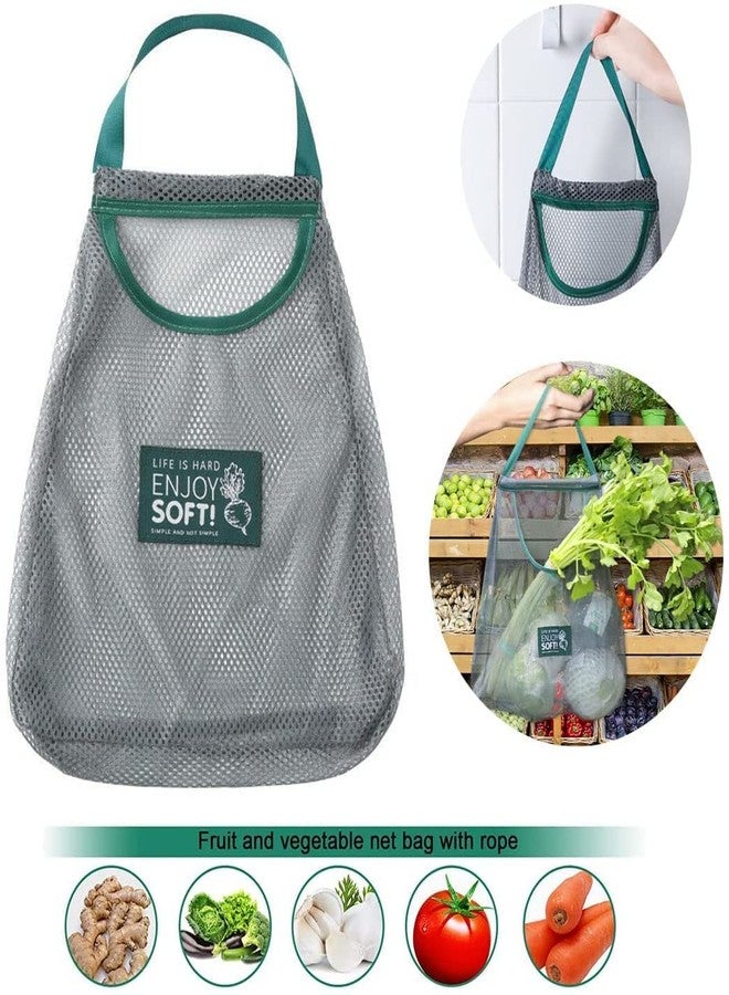 Vakra® Reusable Mesh Bags for Fruit and Vegetable Hanging Storage, Kitchen Storage, Washable & Foldable Net Bags for Veggies Onion Garlic Green Pepper/Garbage Bag (Pack of 3) - Image 2