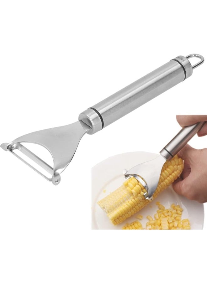 silvercnc - Corn Peeler Stainless Steel Stripper Sweetcorn On The Cob Remover with Good Grips Kitchen Tool - Image 1