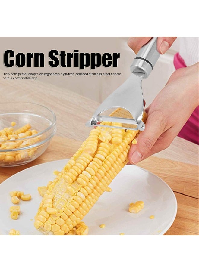 silvercnc - Corn Peeler Stainless Steel Stripper Sweetcorn On The Cob Remover with Good Grips Kitchen Tool - Image 1