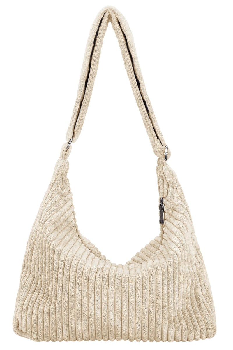 Ulisty Women Corduroy Hobo Bag Adjustable Strap Shoulder Bag Crossbody Bag Casual Purse Tote Bag Handbag beige - Image 1