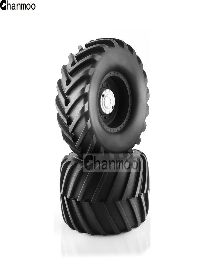 Chanmoo 1/8 RC Monster Truck Tires and 17mm Hex Wheels Rims Rubber Buggy Tyres for 1:8 Scale Off Road Truck Car Kaiju Tmaxx E-Revo 3.3 Arrma Kraton 6S Typhon 3S Traxxas Maxx HPI Redcat 4PCS (Black) - Image 5