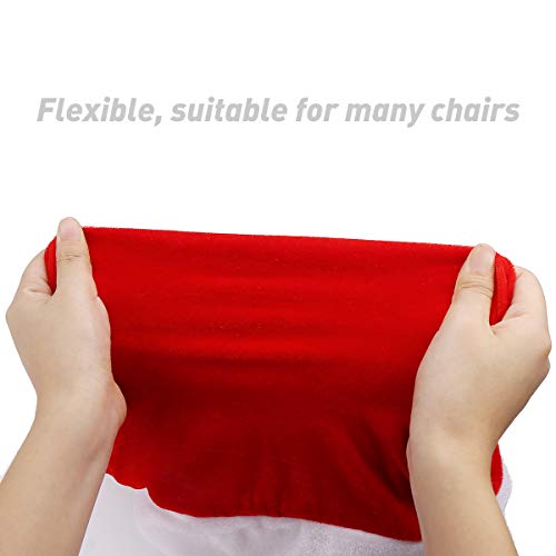 CCINEE 4pc Red Hat Dining Chair Slipcovers,Christmas Chair Back Covers Kitchen Chair Covers for Christmas Holiday Festival Decoration - Image 4