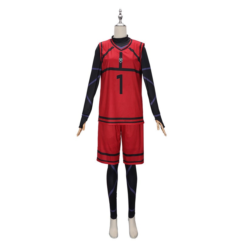 in stock BLUELOCK Blue Prison Jersey cos Jie Shi Yi Bee Le Return to Thousand Cut Leopard Ma Guo Divine Refinery cos Red No.1 Master Rin [Including jumpsuit]]