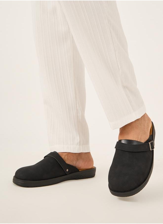 Styli Styli Faux Leather Slip On Clogs with Buckle Detail  - Image 1