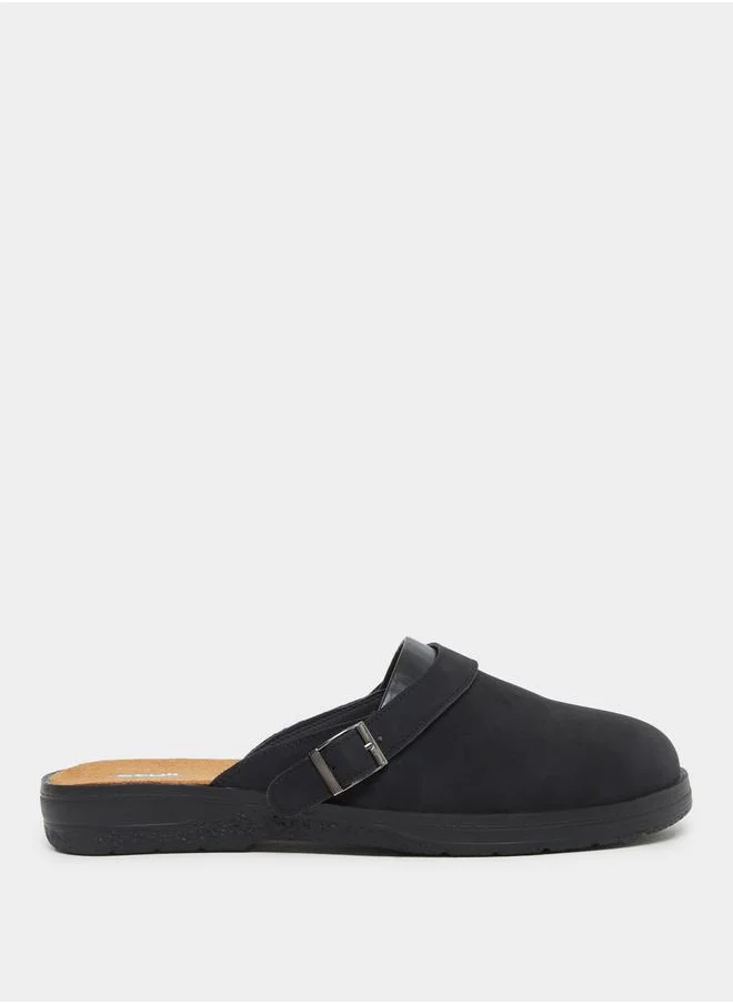 Styli Styli Faux Leather Slip On Clogs with Buckle Detail