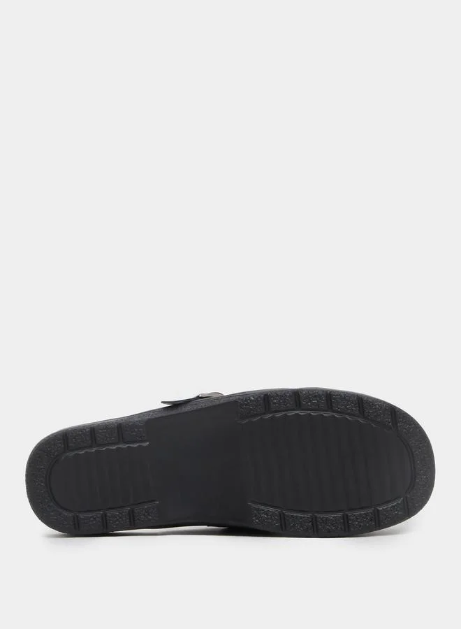 Styli Styli Faux Leather Slip On Clogs with Buckle Detail